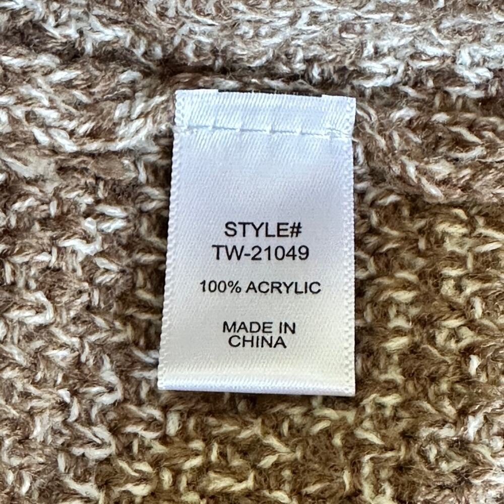 Zenana Sweater Women's XL Color Block Cable Knit Turtle Neck Brown/White - Picture 5 of 5